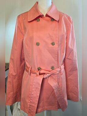 Brooks Brothers 346 Stretch Double-Breasted Short Trench Coat Women's Size 12